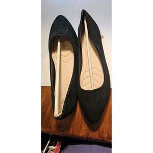 Women's Black Suede Slip On Flats Comfort Size 8 Shoes
